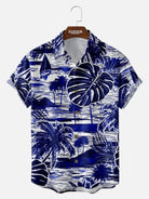 Men's Island Holiday Palm Tree Leaf Print Vacation Short Sleeve Shirt ElevenOasis