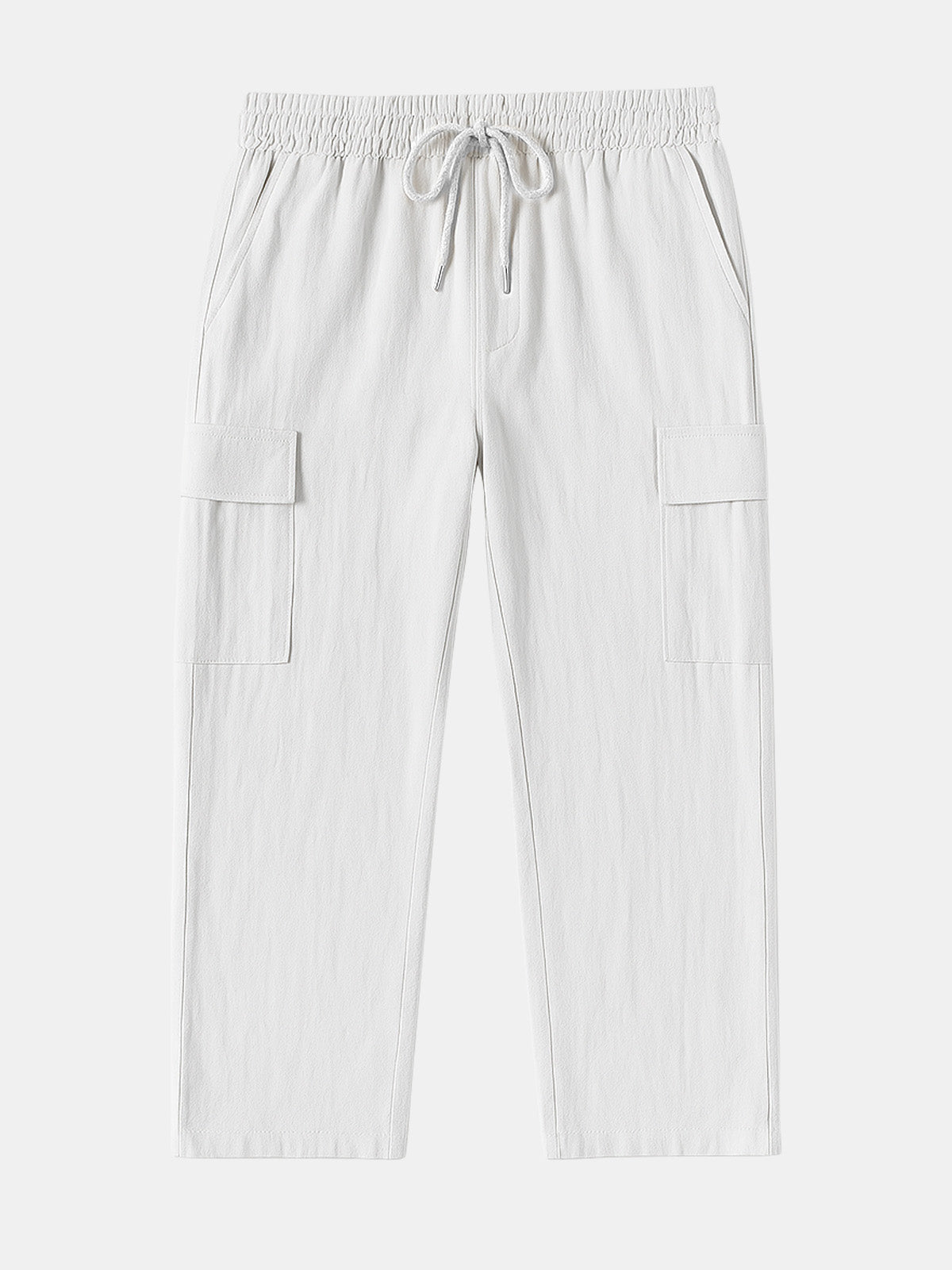Men’s Solid Color Linen Pants Basic Breathable Vacation Cargo Pants Eleven Oasis