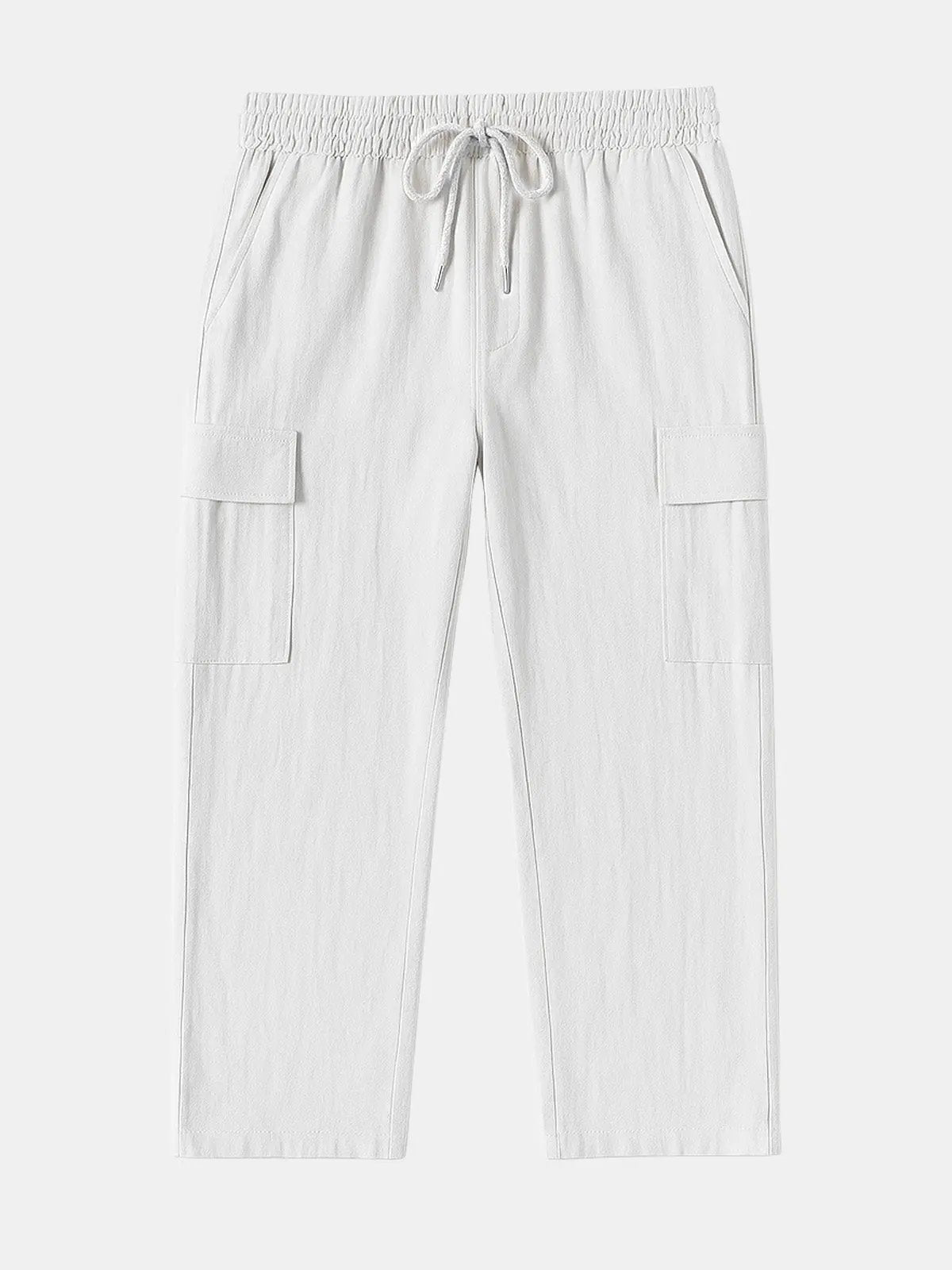 Men's Solid Color Linen Basic Breathable Vacation Cargo Pants Eleven Oasis