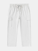 Men's Solid Color Linen Basic Breathable Vacation Cargo Pants ElevenOasis
