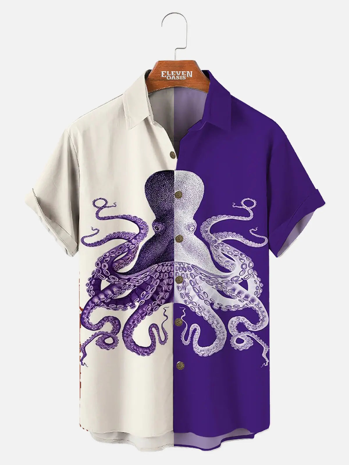 Octopus Print Men's Hawaiian Short Sleeve Shirt ElevenOasis