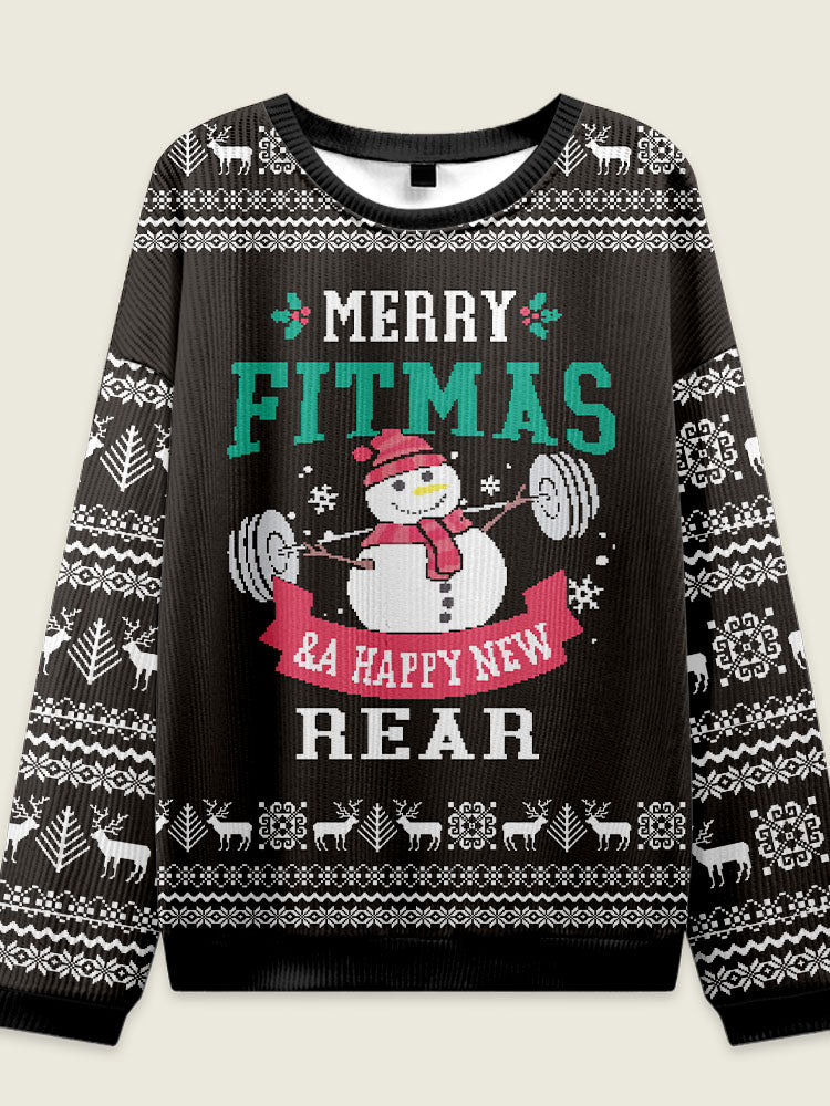 Merry Fitmas Rear Ugly Christmas Sweater Eleven Oasis
