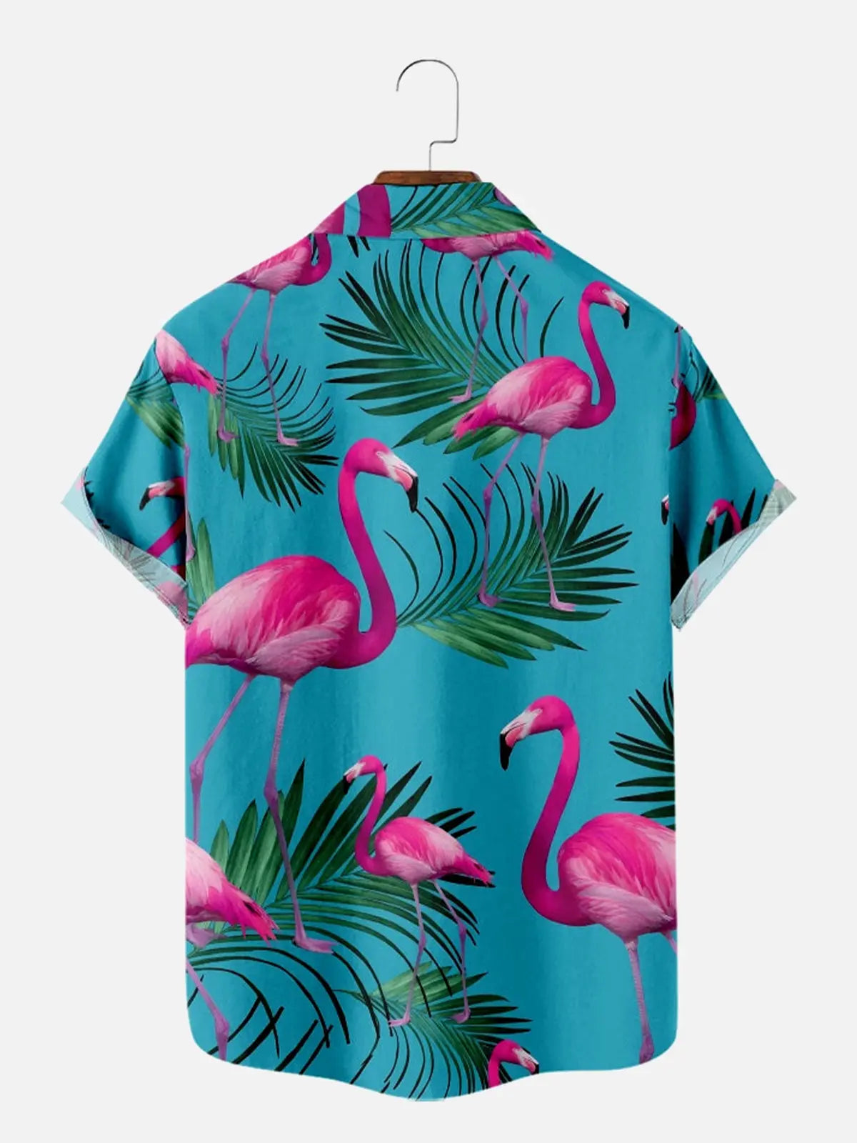 Men's Palm Flamingos All Over Print Casual Short Sleeve Shirt Eleven Oasis