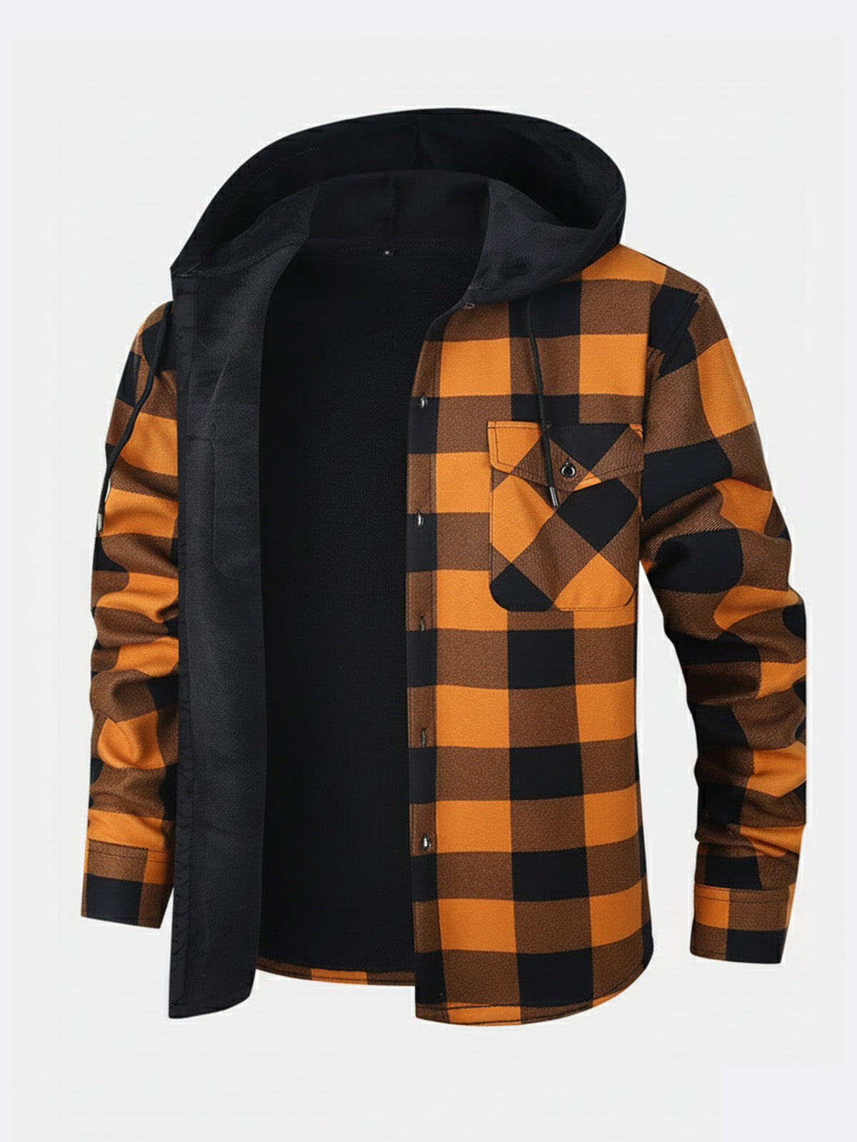 Men's Hooded Fleece Lined Flannel Shirt Jacket ElevenOasis