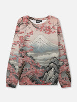 Cherry Blossom Mountain Crew Neck Sweatshirt Eleven Oasis
