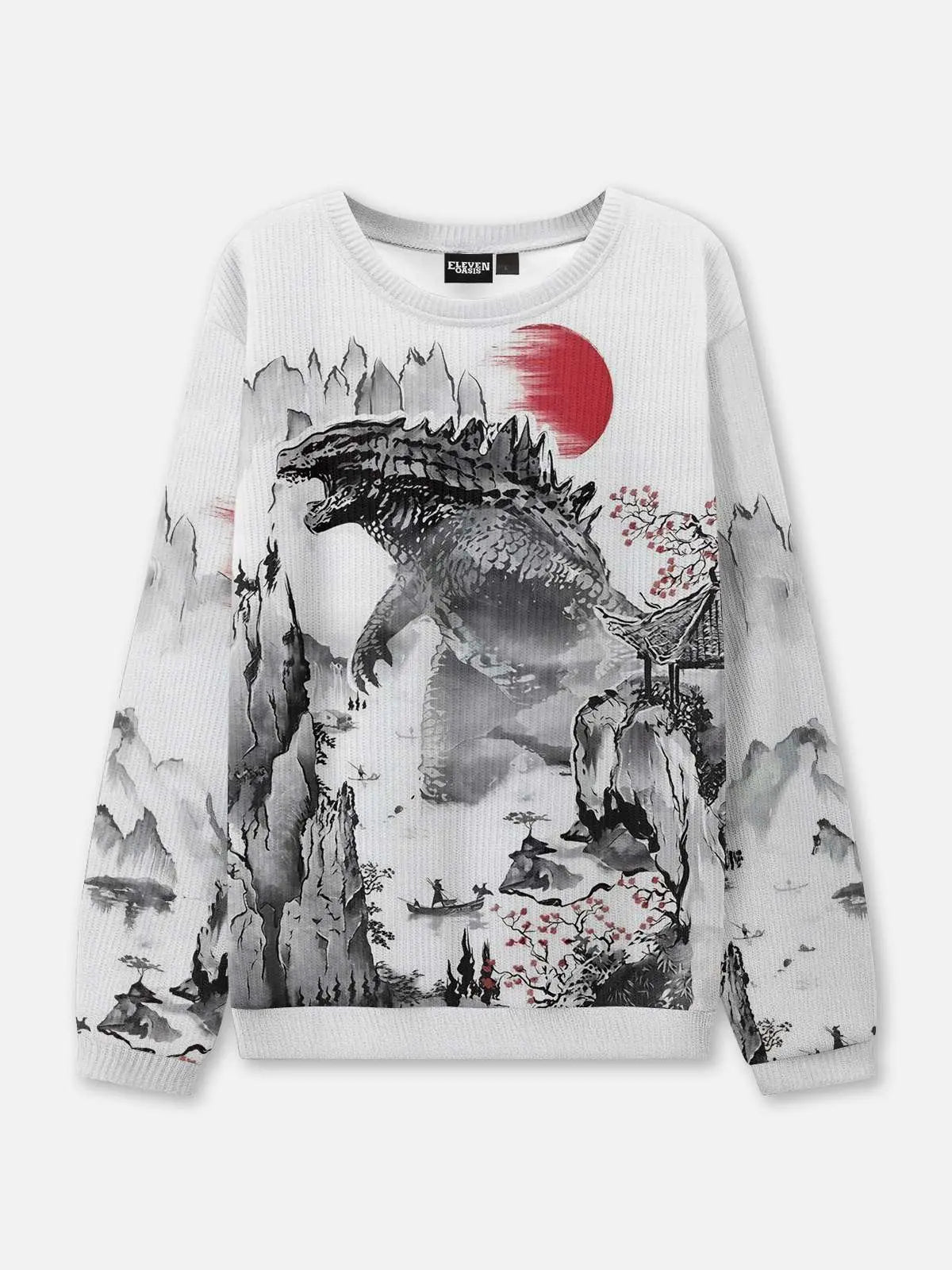 Kaiju Godzilla Ink Art Crew Neck Sweatshirt