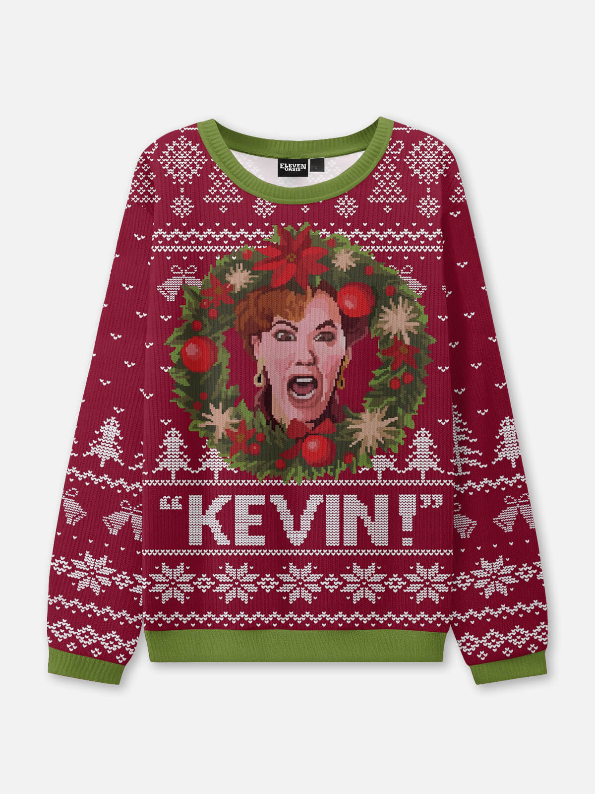 "KEVIN!" Mom Scream Home Alone Ugly Christmas Sweater Eleven Oasis