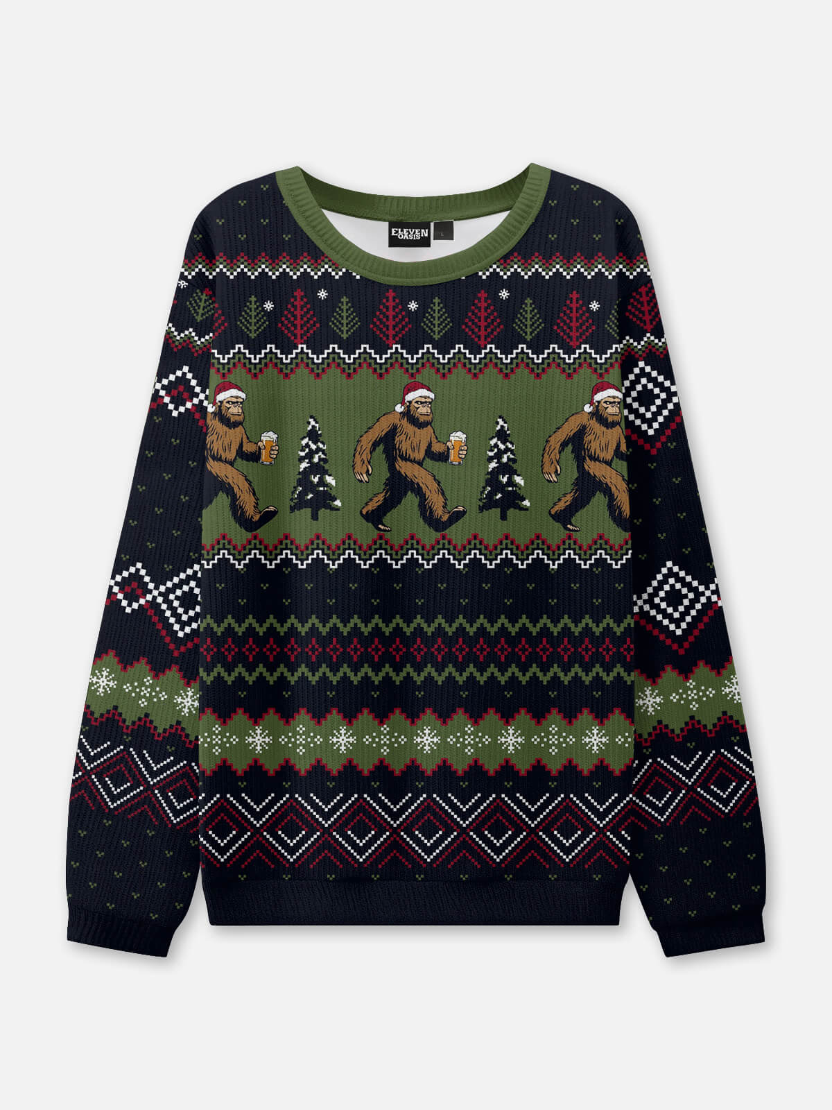 Bigfoot Beer Run Ugly Christmas Sweatshirt ElevenOasis