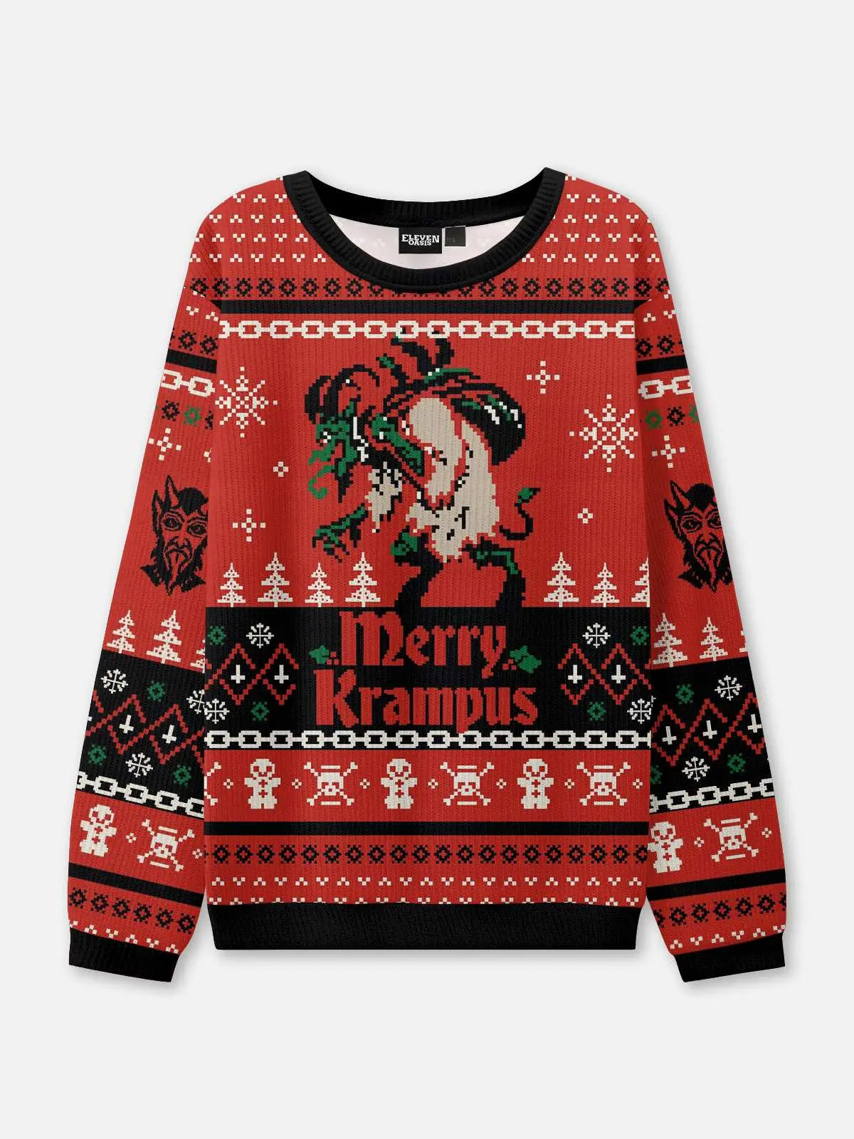 Merry Krampus Dark Christmas Ugly Christmas Sweater ElevenOasis