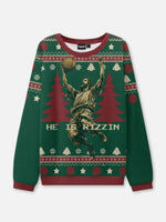He is "Rizzin" Jesus Dunks Ugly Christmas Sweater ElevenOasis