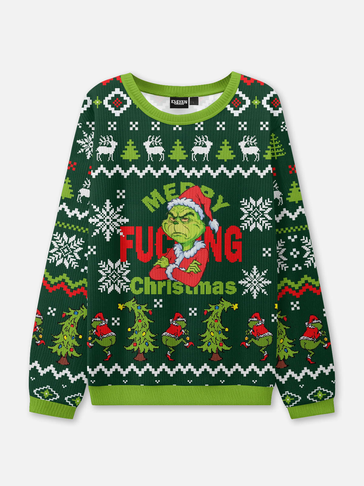 Merry F*ing Christmas Grinch Ugly Christmas Sweater ElevenOasis