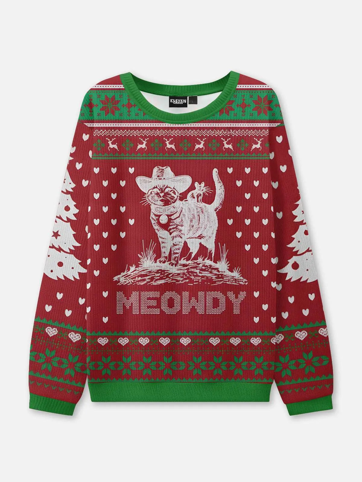 Ugly Christmas Cowboy Cat Meowdy Sweatshirt Eleven Oasis