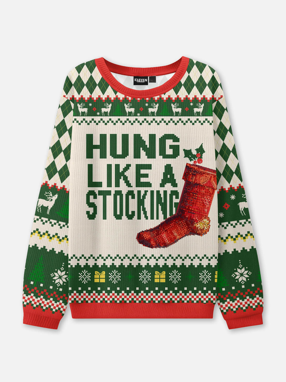 Hung Like a Stocking Ugly Christmas Sweater Eleven Oasis