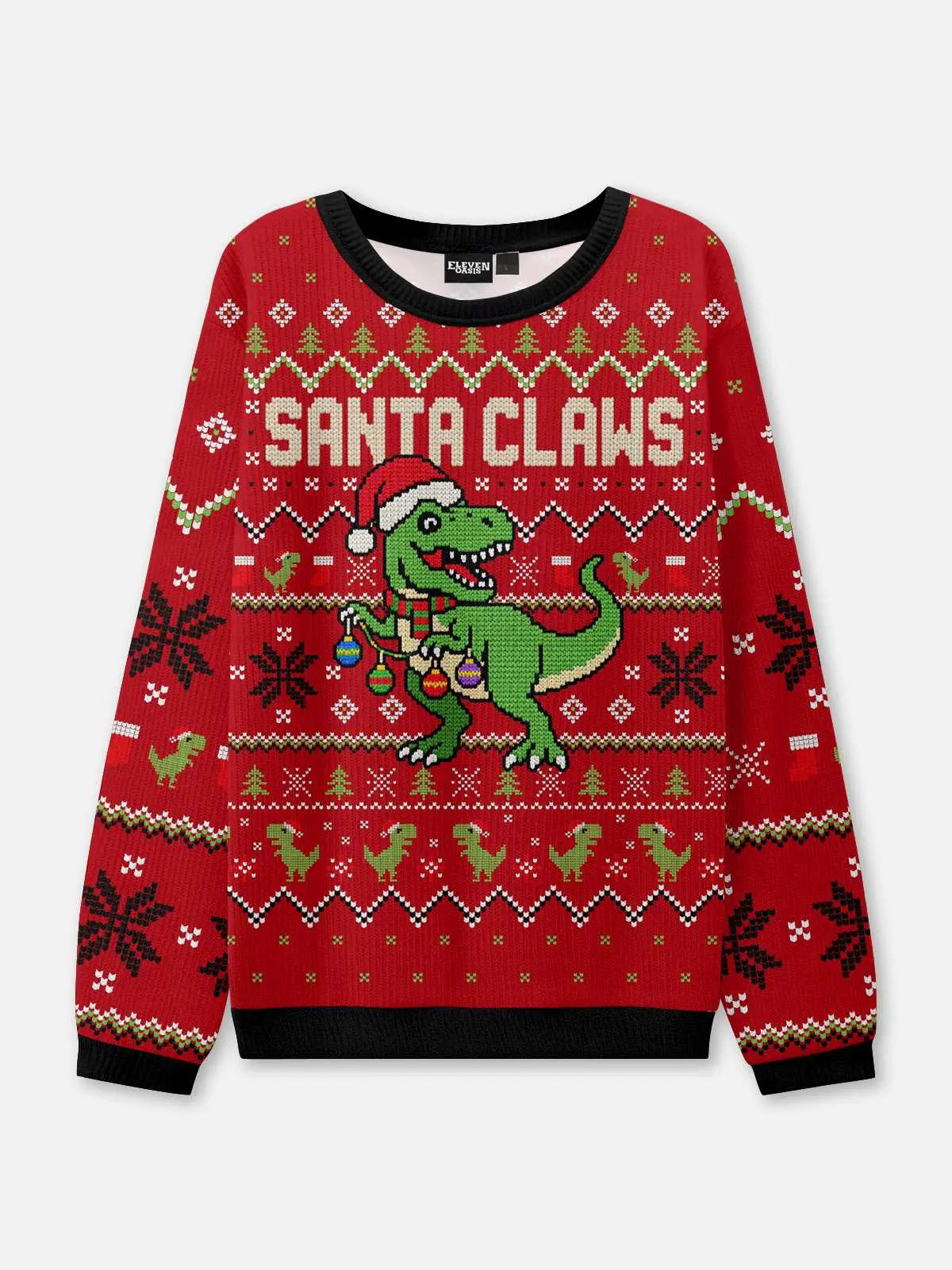 Santa Claws Festive T-Rex Ugly Christmas Sweater