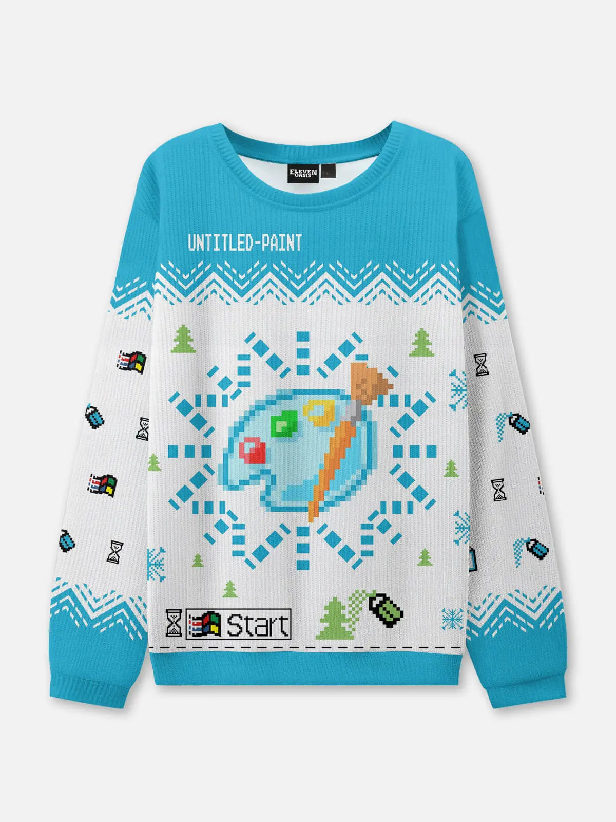 Retro Paint Program Ugly Christmas Sweatshirt Eleven Oasis