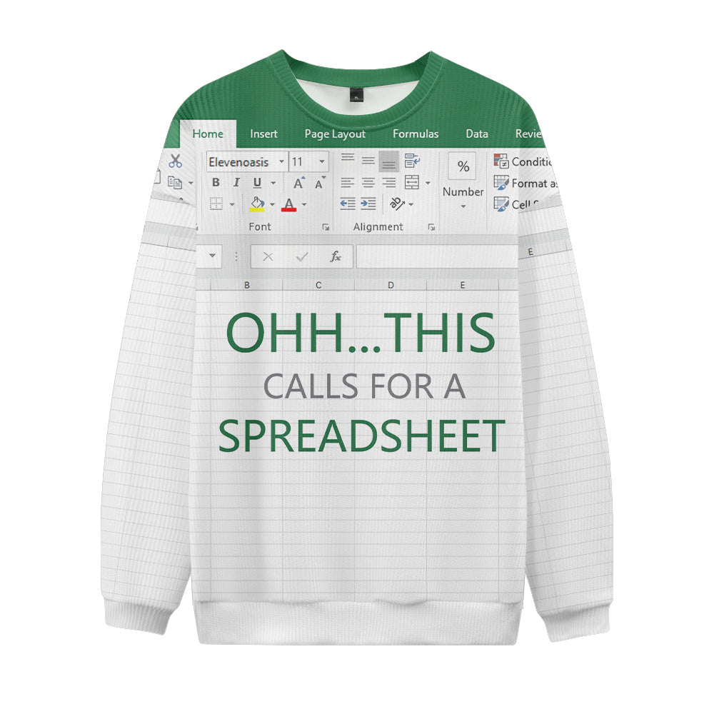 Men's Excel This Call for Spreadsheet Top Navigation Sweatshirt Eleven Oasis