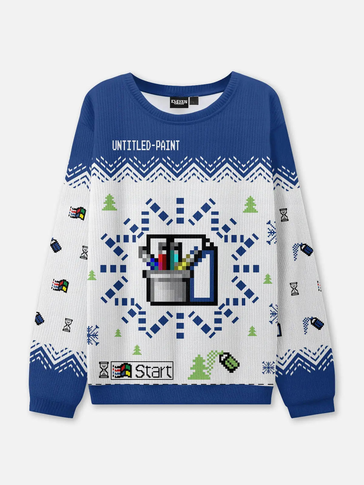 Retro Paint Program Ugly Christmas Sweatshirt Eleven Oasis