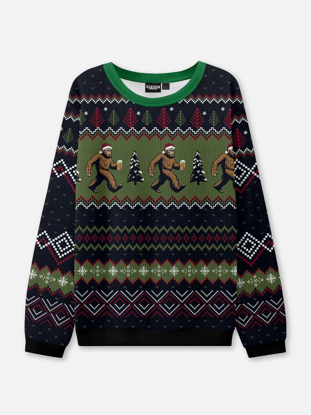 Bigfoot Beer Run Ugly Christmas Sweatshirt ElevenOasis