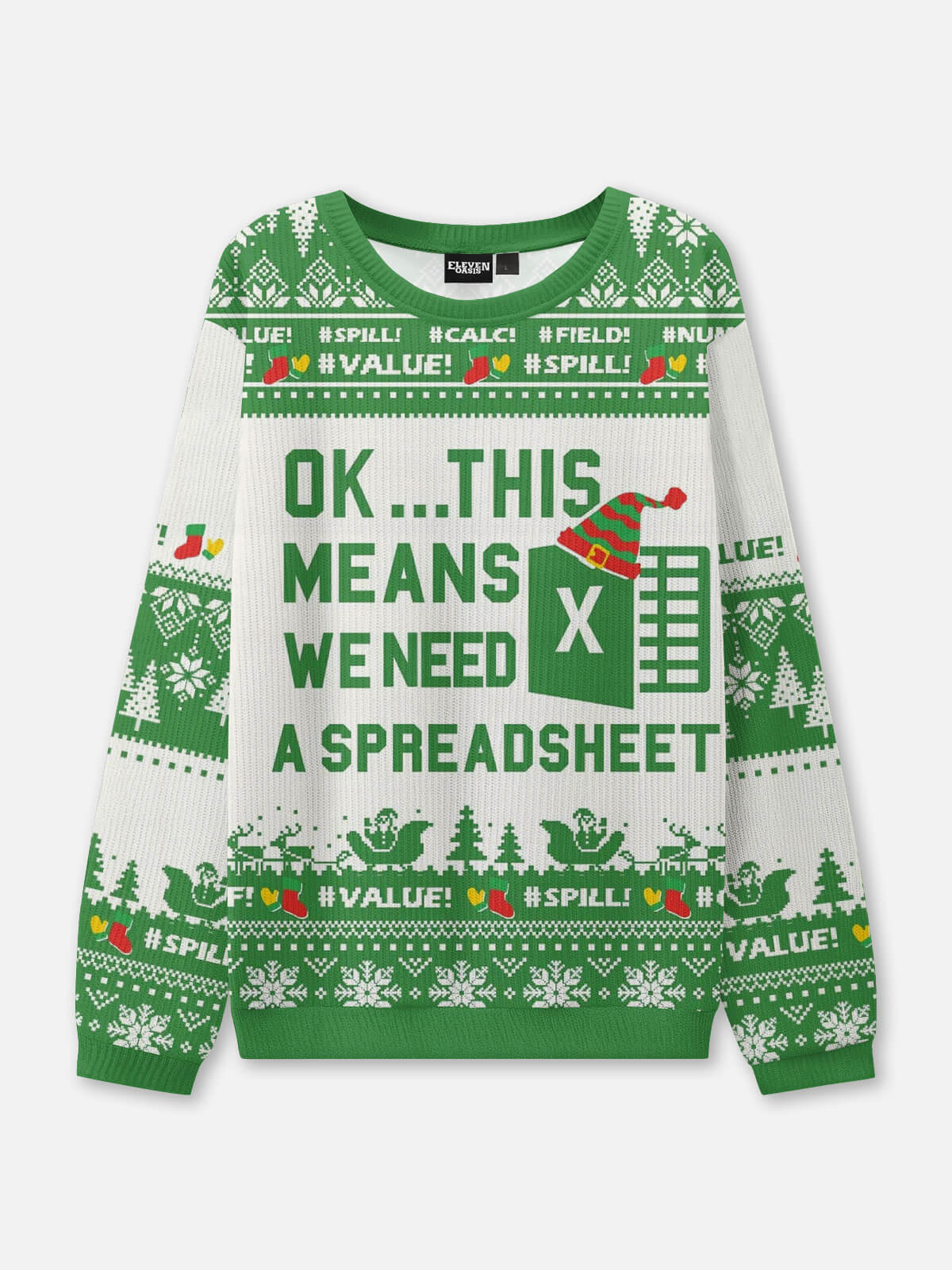 Excel Spreadsheet Emergency Ugly Christmas Sweater Eleven Oasis