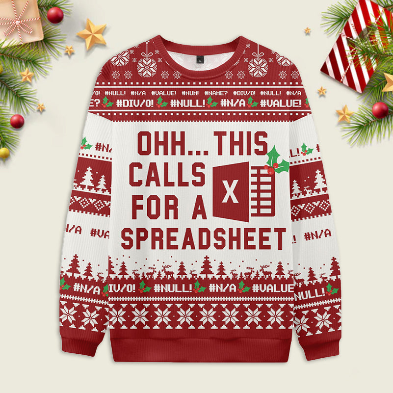 Ugly Christmas Sweater Spreadsheet Excel Spreadsheet Sweatshirt