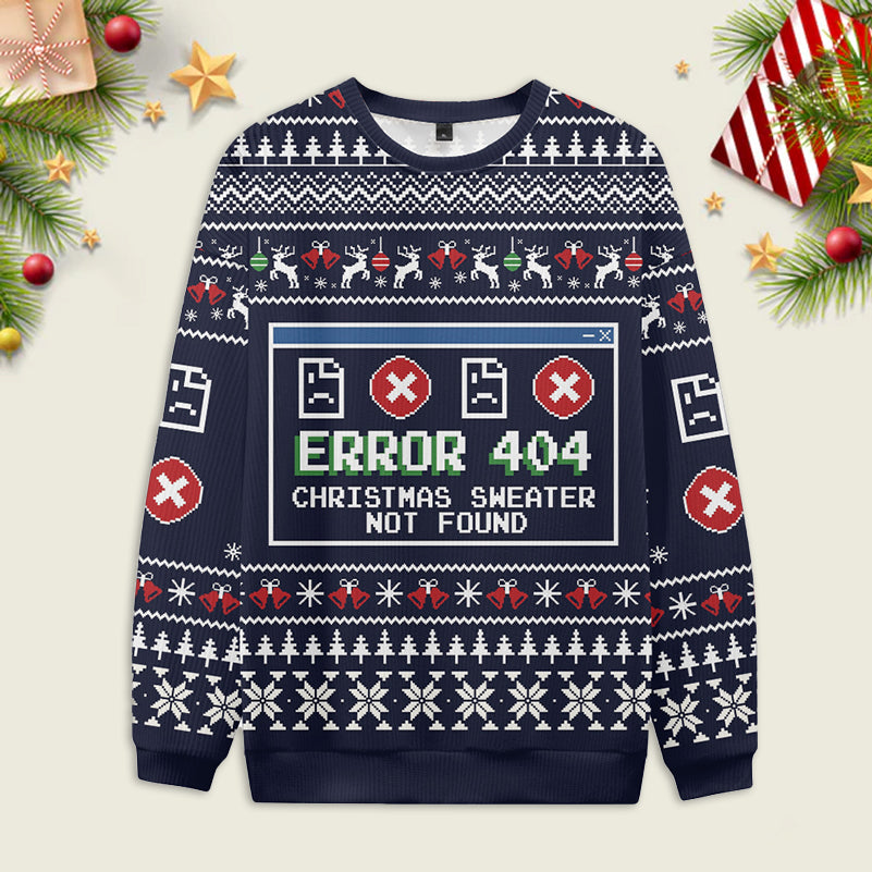 Error 404 Christmas Not Found Ugly Christmas Sweater Eleven Oasis