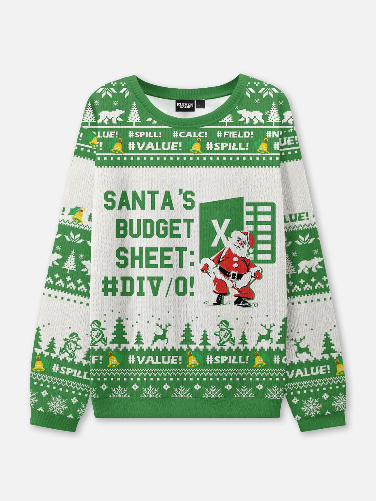 Santa's Budget Sheet Ugly Christmas Sweater Eleven Oasis
