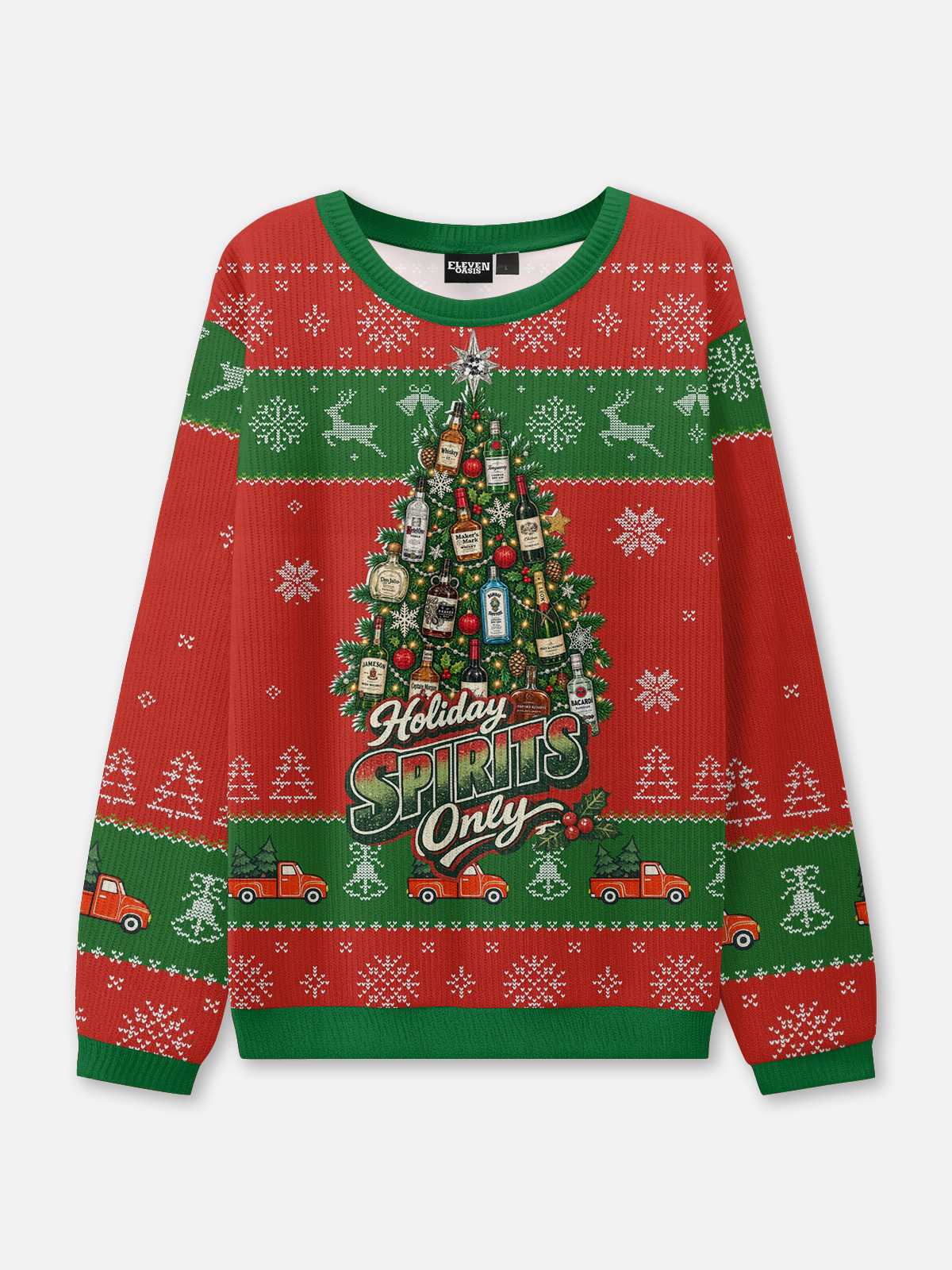 Holiday Spirits Only Liquor Tree Ugly Christmas Sweater 