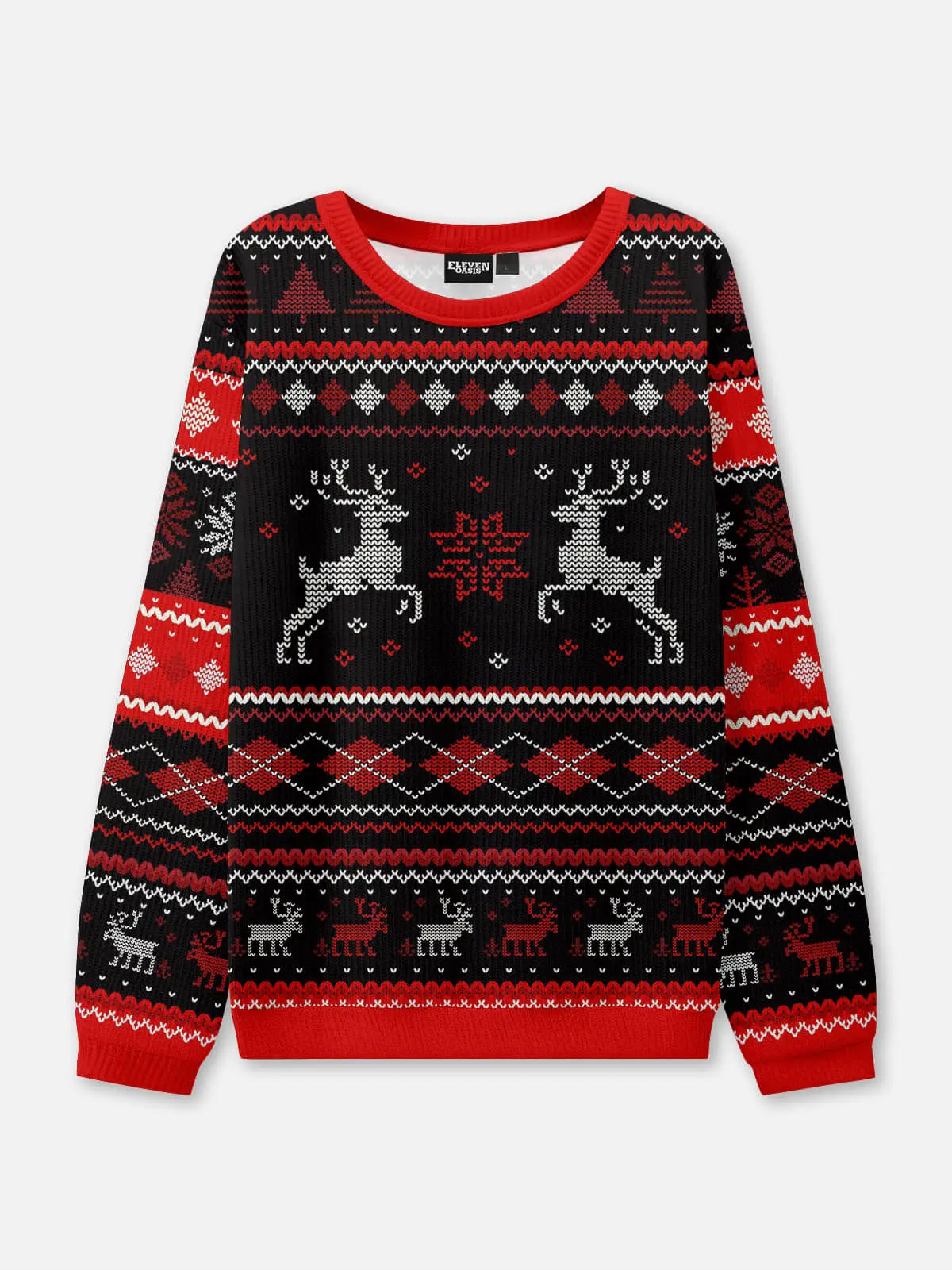 Classic Reindeer Fair Isle Ugly Christmas Sweatshirt ElevenOasis
