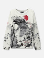 Kaiju Godzilla Ink Art Crew Neck Sweatshirt Eleven Oasis