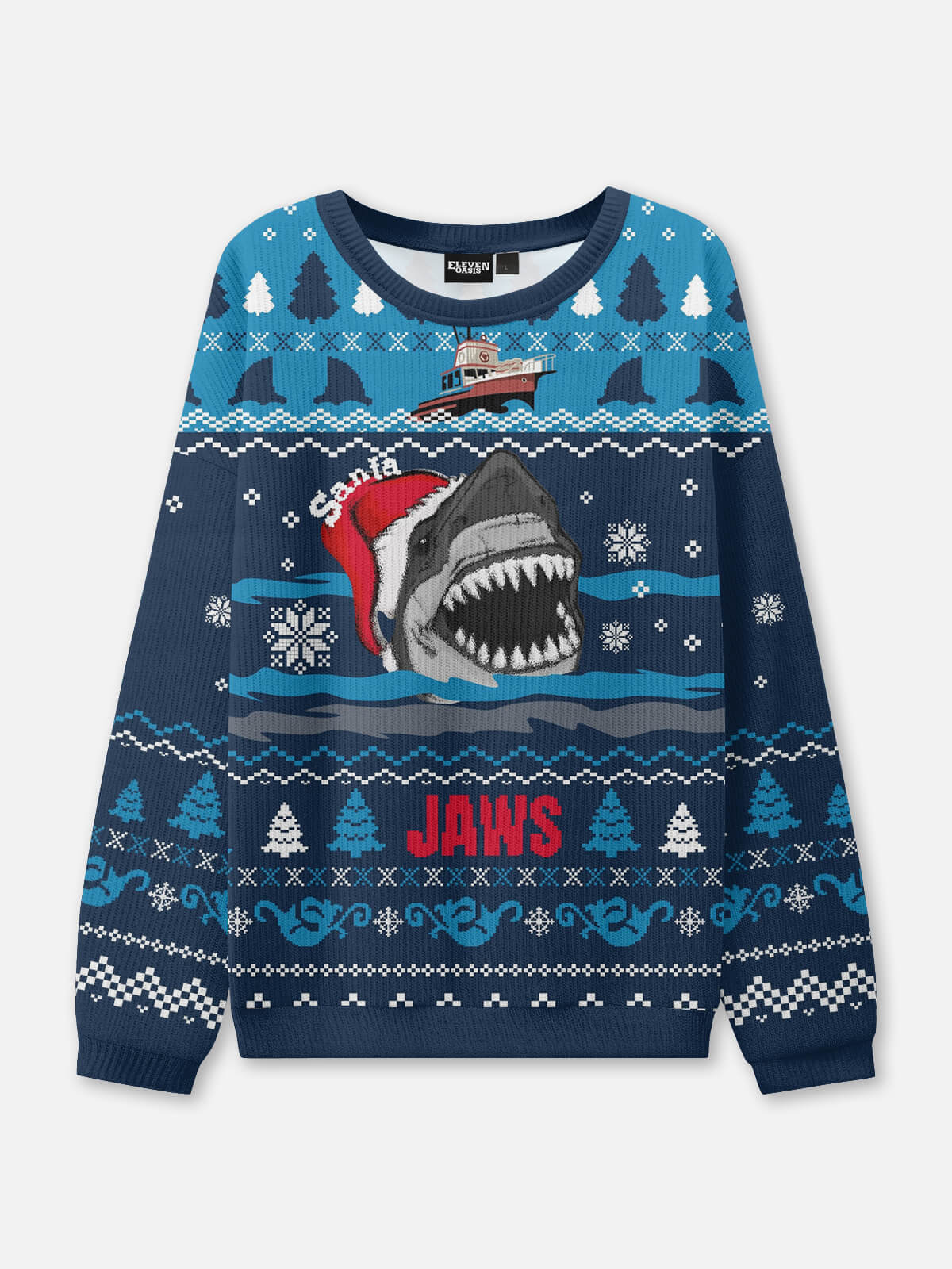 Ugly Christmas Sweater Jaws Santa Shark Sweatshirt Eleven Oasis
