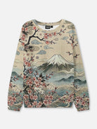 Japanese Cherry Blossom Mountain Crew Neck Sweatshirt Eleven Oasis