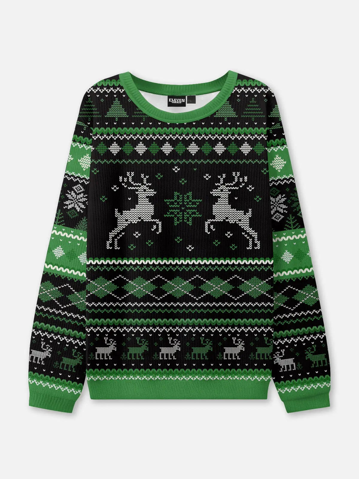 Classic Reindeer Fair Isle Ugly Christmas Sweatshirt ElevenOasis