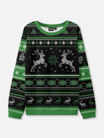 Men's Black & Red Modern Reindeer Ugly Christmas Sweater Eleven Oasis
