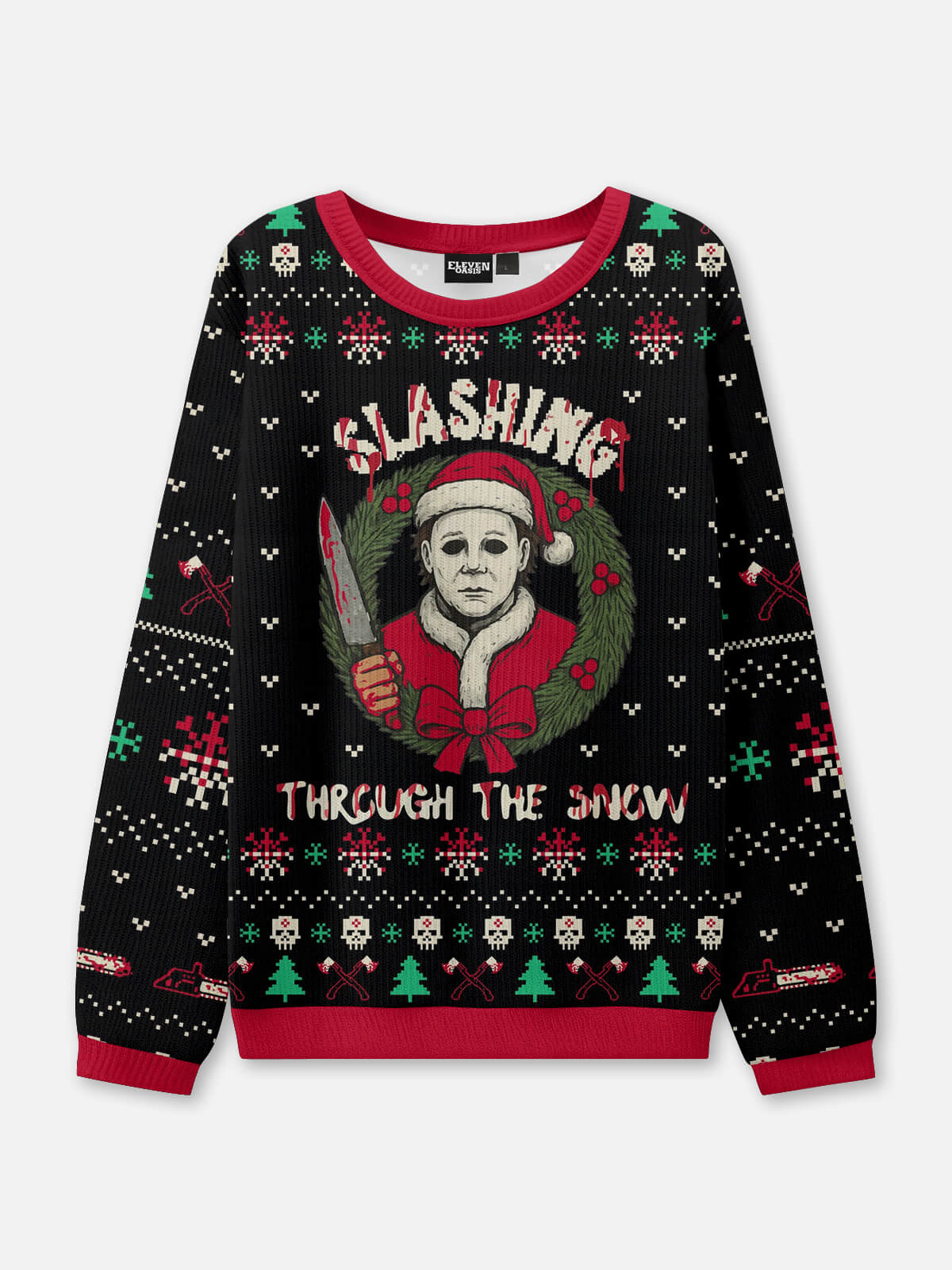 Slashing Through the Snow Ugly Christmas Sweater Eleven Oasis
