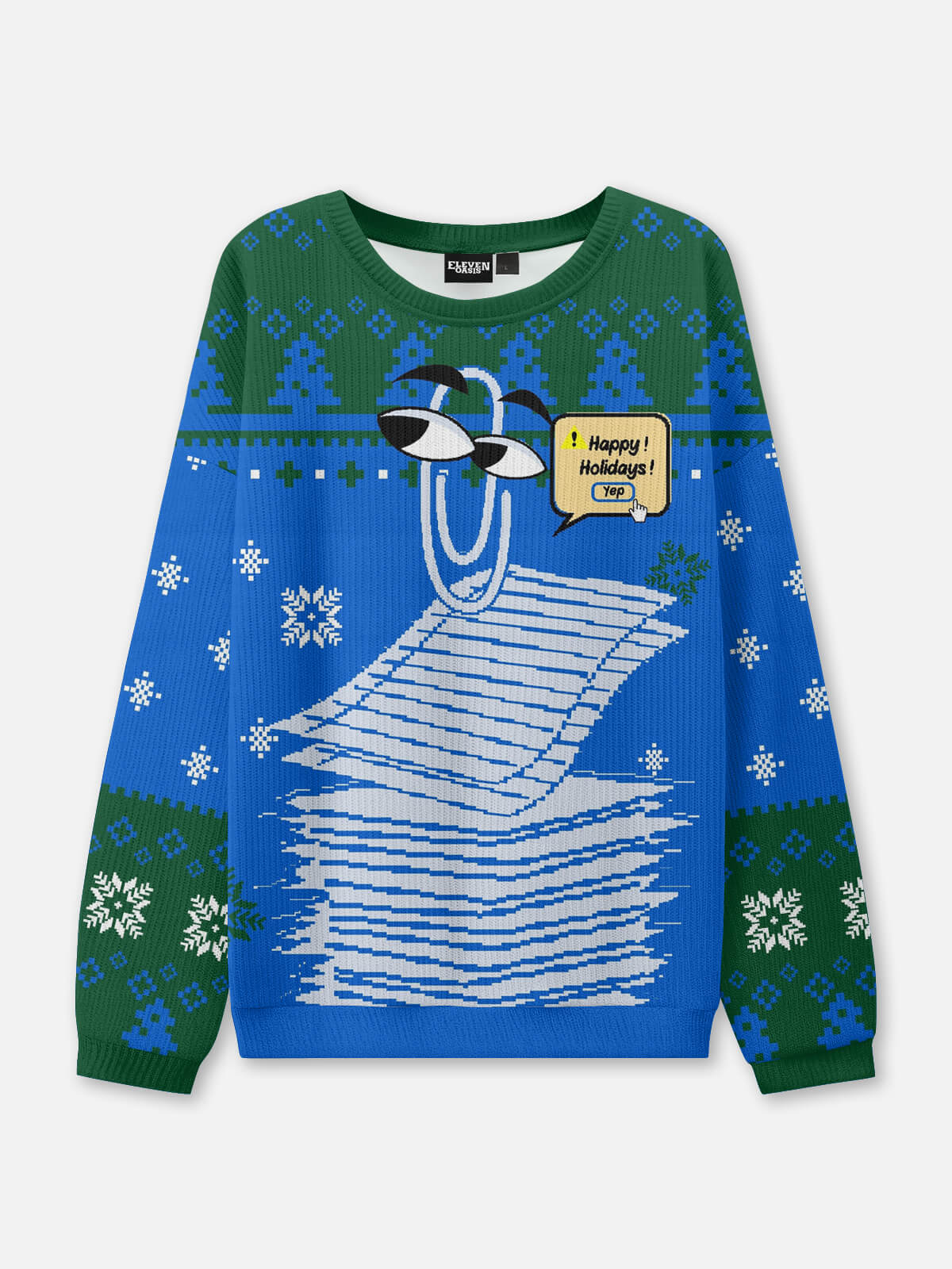 Ugly Christmas Sweater Clippy Holiday Helper Sweatshirt Eleven Oasis
