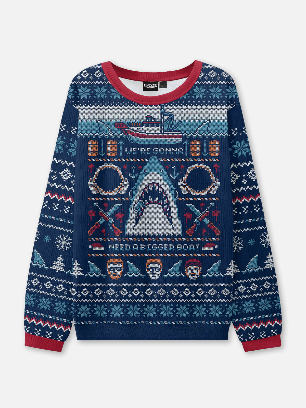 Jaws Ugly Christmas Sweater Eleven Oasis