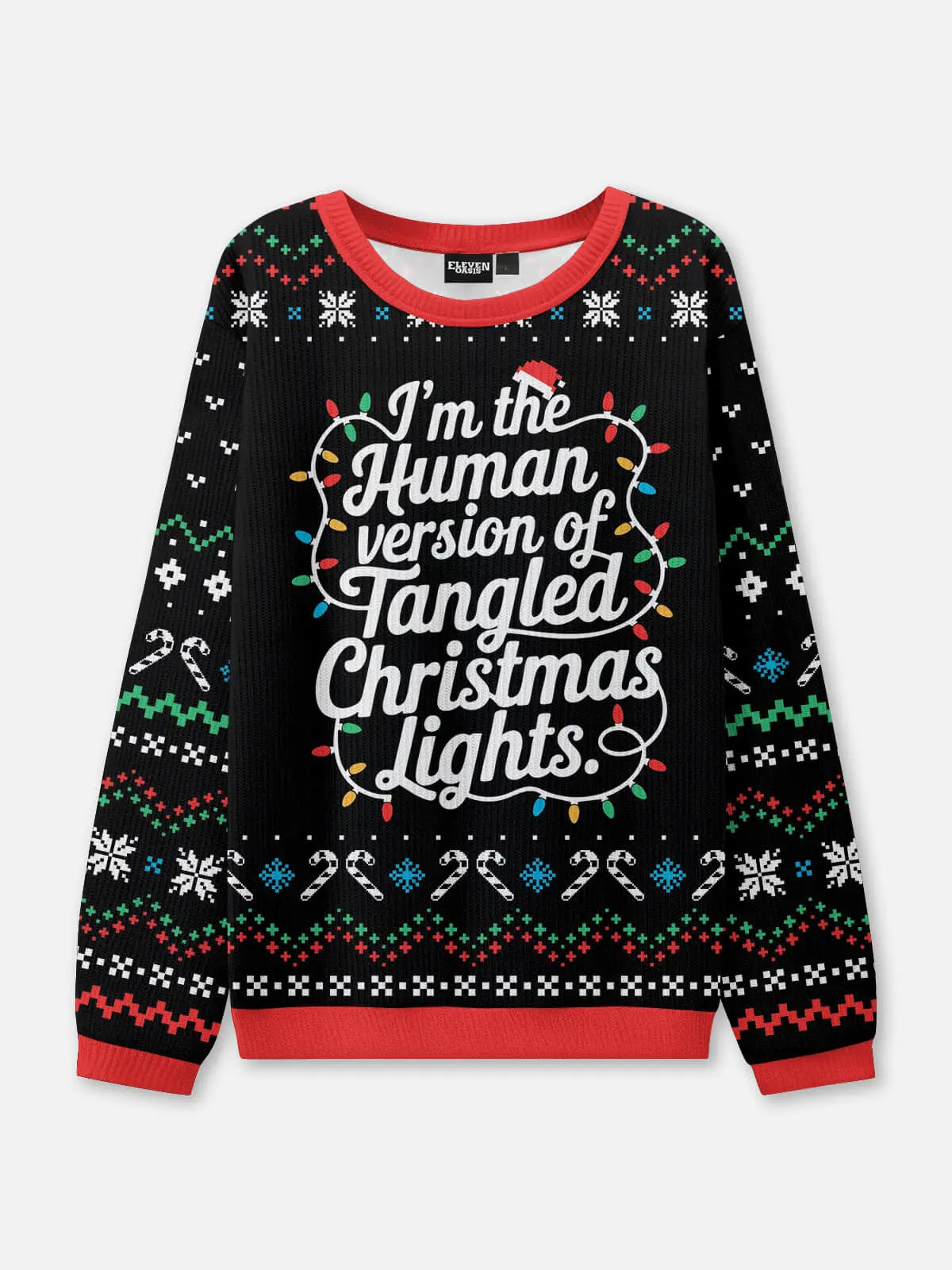 Tangled Christmas Lights Ugly Christmas Sweatshirt ElevenOasis