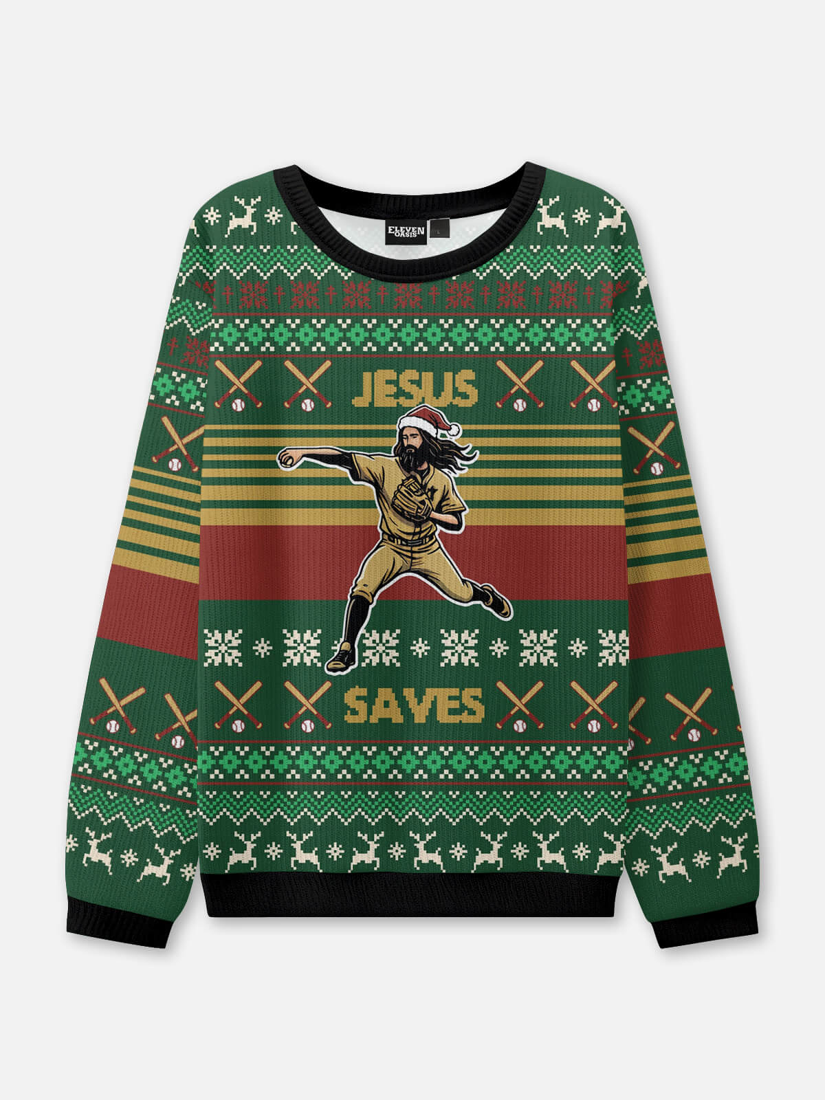 Jesus Saves Ugly Christmas Sweater Eleven Oasis