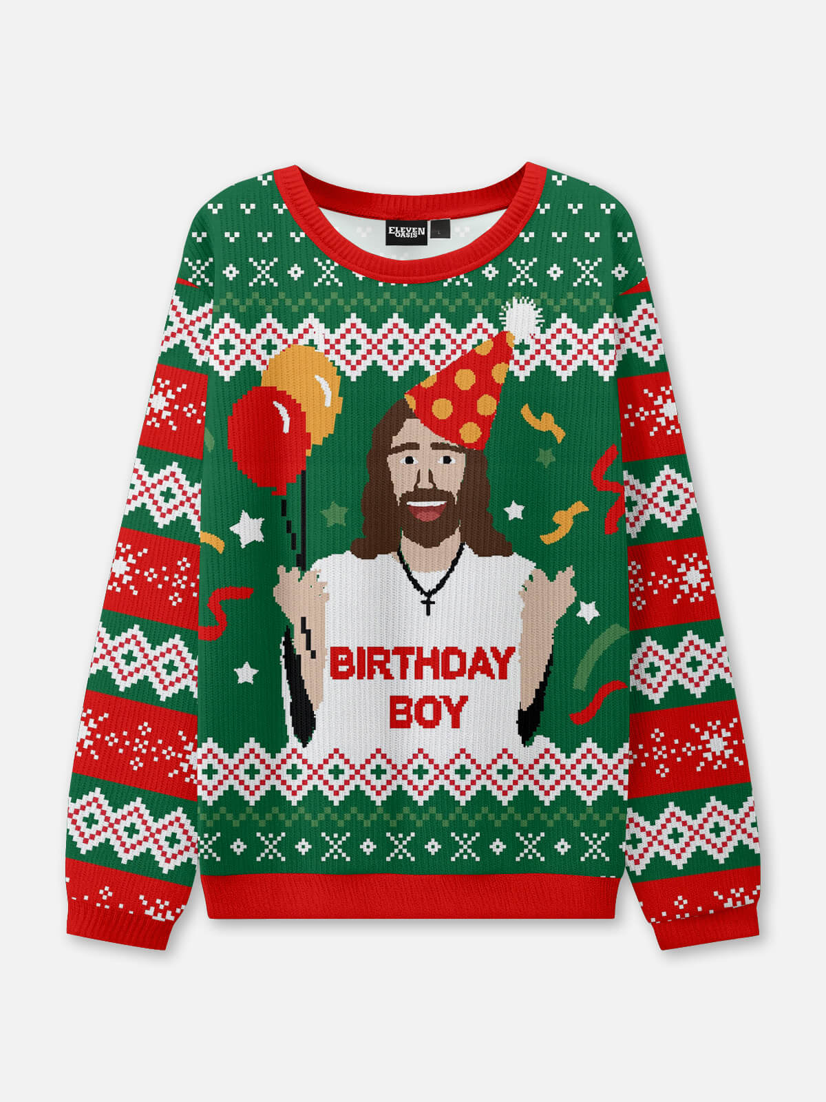 "BIRTHDAY BOY" Jesus Ugly Christmas Sweater Eleven Oasis