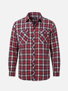Men's Brushed Plaid Double Pocket Long Sleeve Flannel Shirt Eleven Oasis
