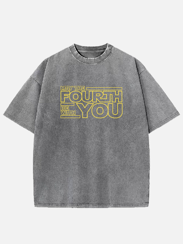 Men’s Science Fiction Cotton Round Neck Short Sleeve T - Shirt Star Wars MAY THE FOURTH BE WITH YOU Eleven Oasis