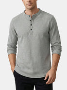 Men's Waffle Knit Henley Long Sleeve Shirt ElevenOasis