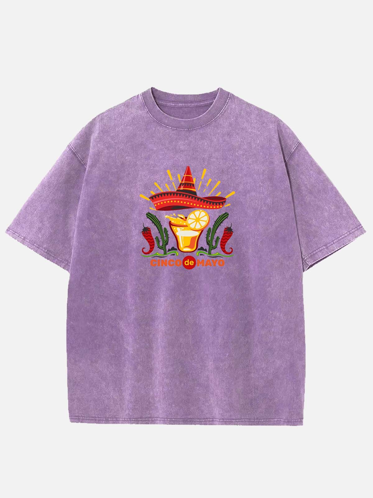 Men’s Cinco de Mayo Cotton Round Neck Short Sleeve T - Shirt Spicy Margarita Skull Sombrero Eleven Oasis