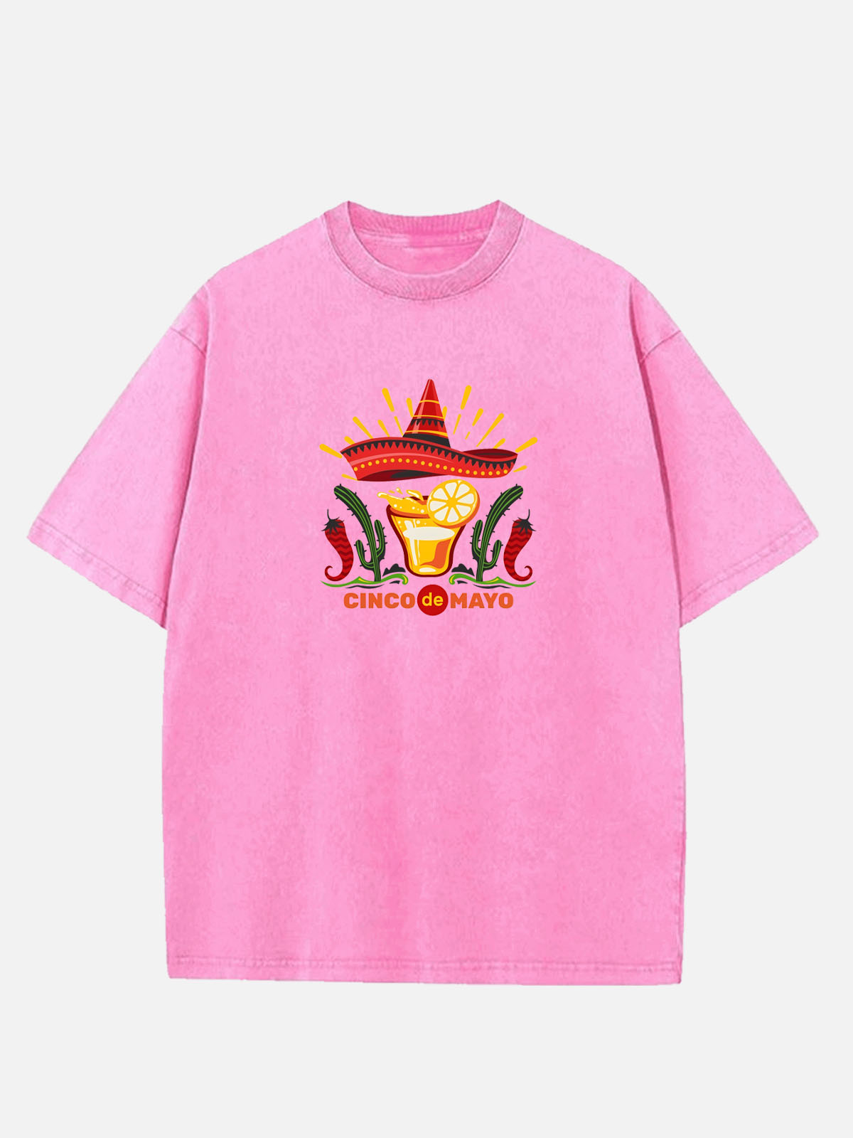 Men’s Cinco de Mayo Cotton Round Neck Short Sleeve T - Shirt Spicy Margarita Skull Sombrero Eleven Oasis