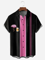 Men's Flamingo Drinking Beer Bowling Short Sleeve Casual ShirtMens short sleeve shirts Big and tall Mens shirts Short sleeve shirts for men Mens 4xl shirts Casual short sleeve shirts