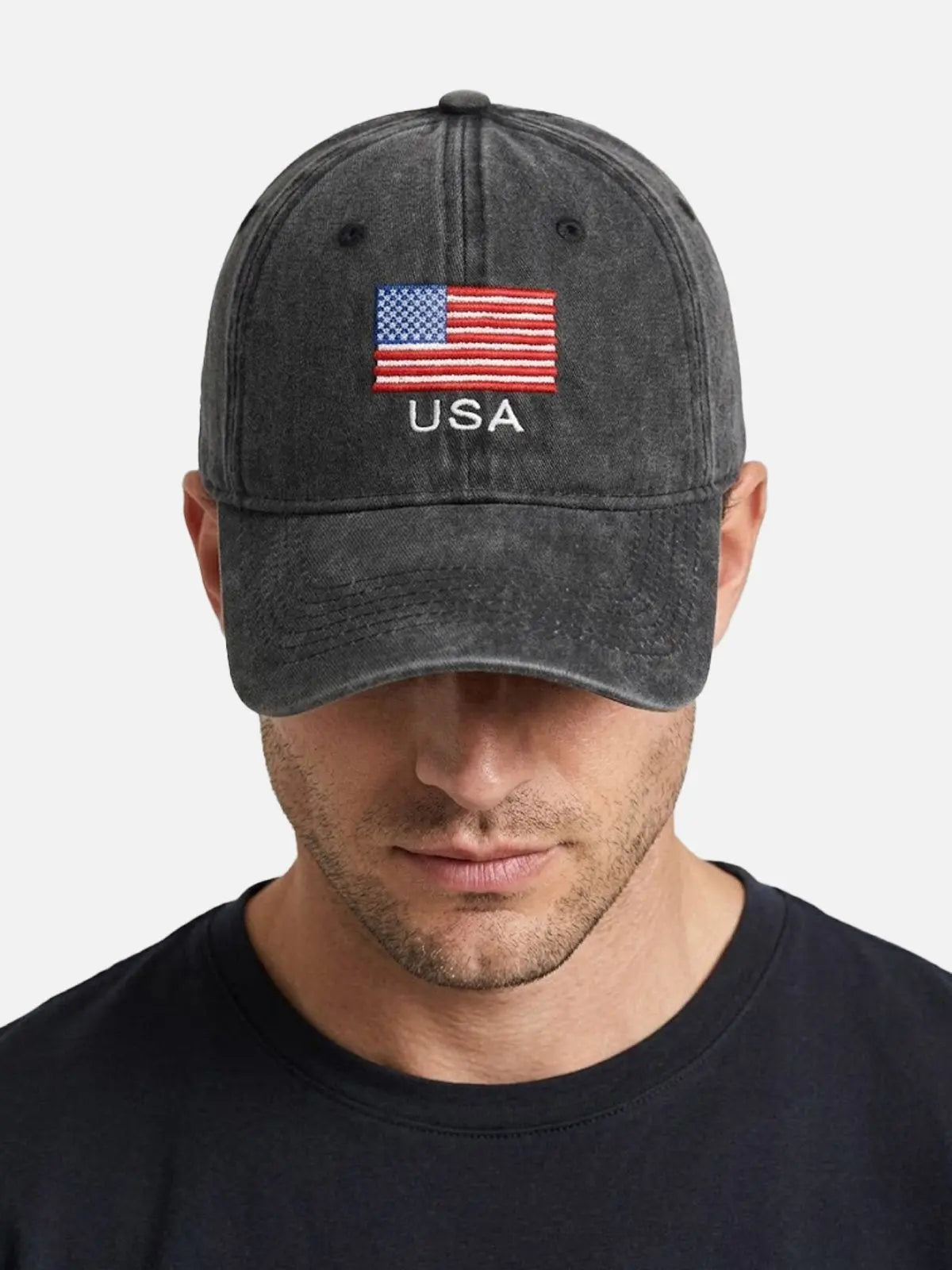 Men's Flag Embroidered Washed Baseball Cap Eleven Oasis
