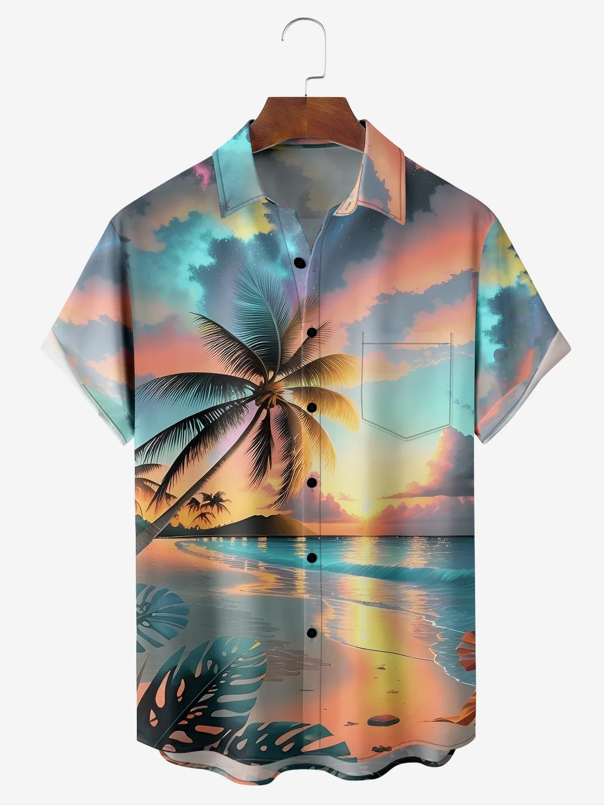 Men's Palm Tree Beach Sunset Sunrise Short Sleeve Casual ShirtMens short sleeve shirts Big and tall Mens shirts Short sleeve shirts for men Mens 4xl shirts Casual short sleeve shirts