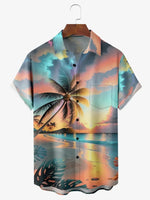 Men's Palm Tree Beach Sunset Sunrise Short Sleeve Casual ShirtMens short sleeve shirts Big and tall Mens shirts Short sleeve shirts for men Mens 4xl shirts Casual short sleeve shirts
