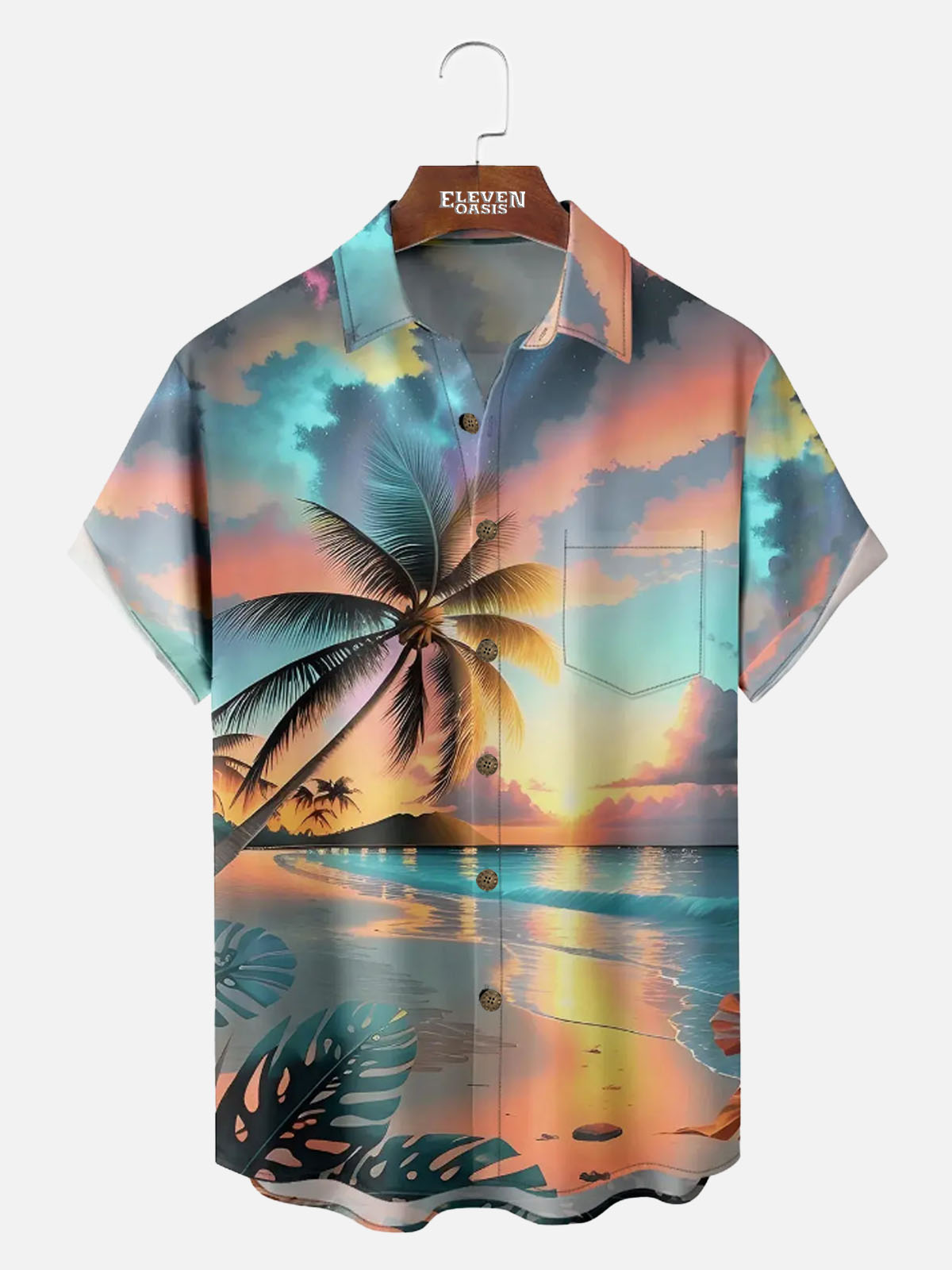 Men's Tropical Sunset Paradise Short Sleeve Shirt ElevenOasis