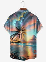 Men's Palm Tree Beach Sunset Sunrise Short Sleeve Casual ShirtMens short sleeve shirts Big and tall Mens shirts Short sleeve shirts for men Mens 4xl shirts Casual short sleeve shirts